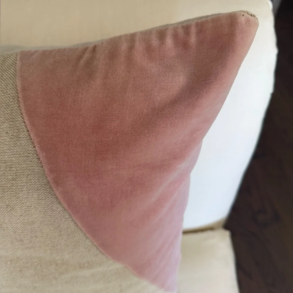 West Elm Linen Velvet Rose Accent Pillow 24”x24”